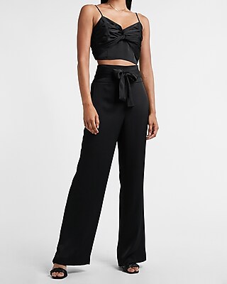 Satin Tie Front Trouser Pant | Express