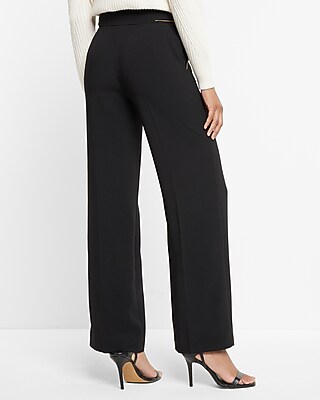 high waisted dress pants with buttons High-Waist Wide-Leg Pants- Double row of decorative buttons-Black – Dobamagi