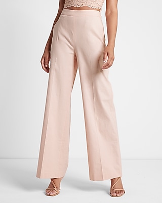 Super High Waisted Linen-blend Wide Leg Pant | Express