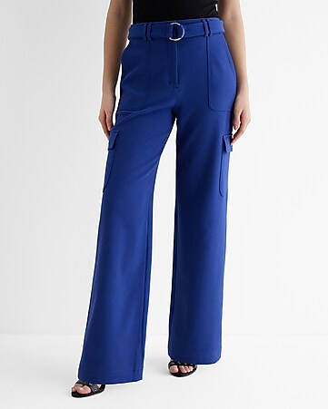 Navy blue high waist pants for women, Blue wide leg pants for women,  Women's office pants high rise, Womens palazzo pants blue -  Portugal