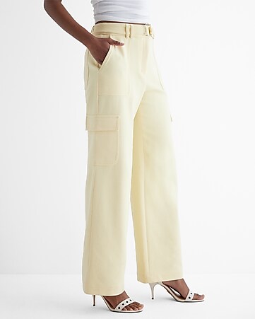 Womens Express Slim Straight Cotton Spandex Yellow Pants Size 8