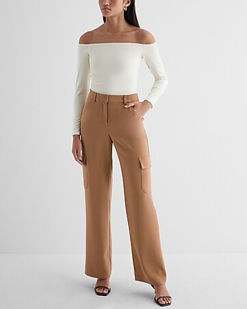 Women's High-Rise Tapered Ankle Tie-Front Pants - A New Day Brown