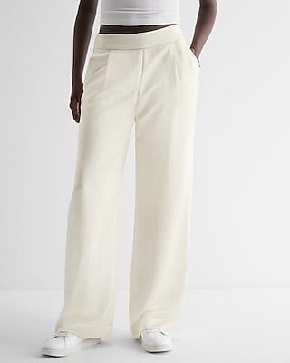 High Waisted Satin Pleated Trouser Pant