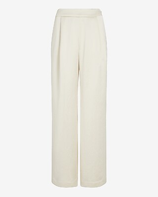 High Waisted Satin Pleated Trouser Pant