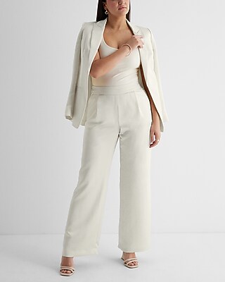 High Waisted Satin Pleated Trouser Pant
