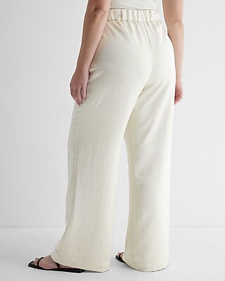 High Waisted Satin Pleated Trouser Pant