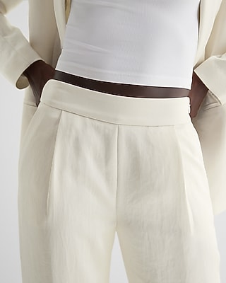 High Waisted Satin Pleated Trouser Pant