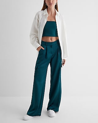 High Waisted Satin Cargo Trouser Pant