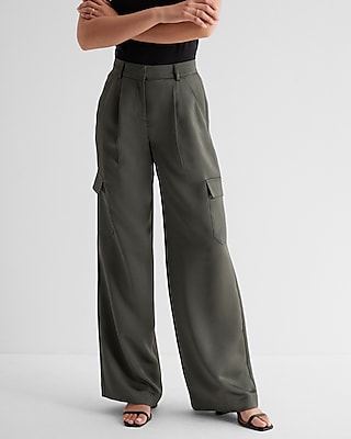 Olive High Rise Cargo Ankle Tie Pants