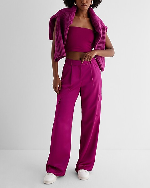 ZARA WOMAN New With Tag HIGH-WAISTED PANTS TROUSERS Lilac Purple