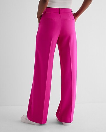 Bold and Classy Mauve Pink High-Waisted Wide Leg Trouser Pants