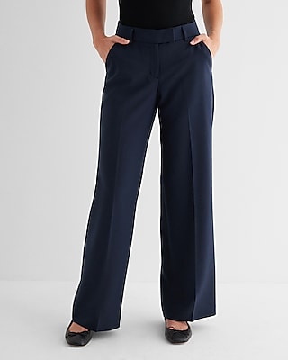 Mid-rise straight wool pants