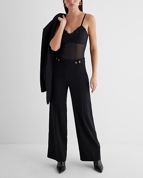 Express High Waisted Button Front Trouser Pant