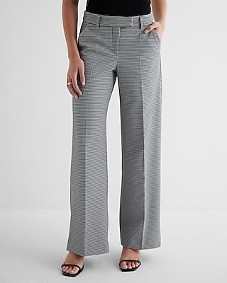 Express Editor Mid Rise Houndstooth Relaxed Trouser Pant Multi