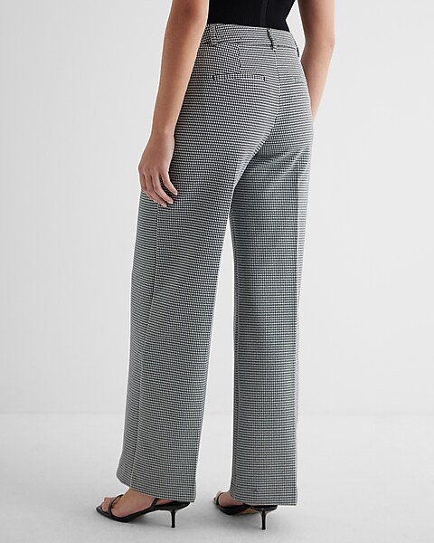 Express Editor Mid Rise Houndstooth Relaxed Trouser Pant Multi