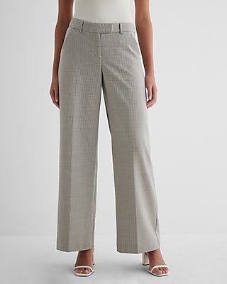 Get Cute Tan Houndstooth High Waisted Straight Leg Trouser Pants