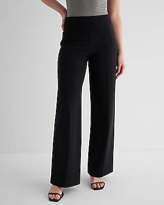 Express Columnist Super High Waisted Body Contour Knit Flare Pant Black  Women's XS