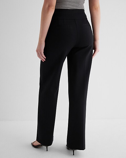 Express, Super High Waisted Ruched Wide Leg Pant in Pitch Black