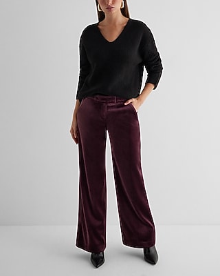 Editor Mid Rise Velvet Relaxed Trouser Pant