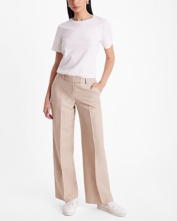Women's Fashion Long Pants Casual High Waist Trousers Elastic