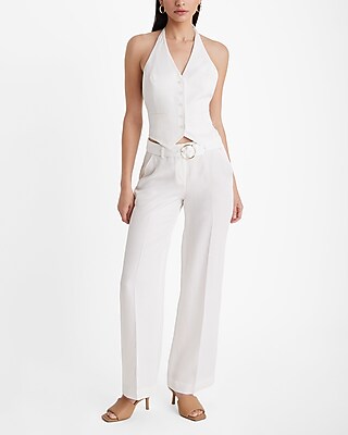Editor Mid Rise Linen-Blend Belted Trouser Pant