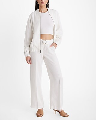 Editor Mid Rise Linen-Blend Belted Trouser Pant