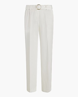 Editor Mid Rise Linen-Blend Belted Trouser Pant