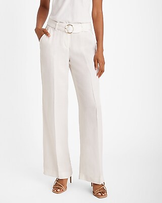 Editor Mid Rise Linen-Blend Belted Trouser Pant