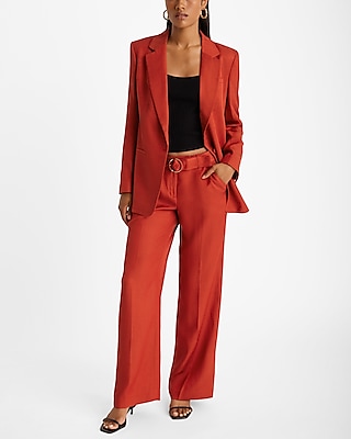 Editor Mid Rise Linen-Blend Belted Trouser Pant