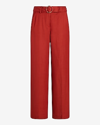 Editor Mid Rise Linen-Blend Belted Trouser Pant