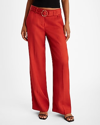 Editor Mid Rise Linen-Blend Belted Trouser Pant