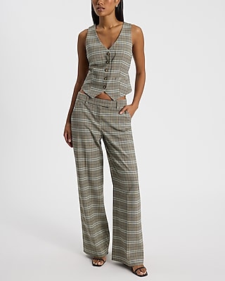 Editor Plaid Mid Rise Trouser Pant