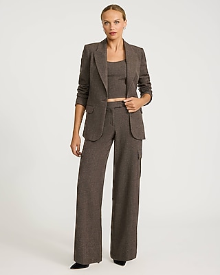 Editor Mini Houndstooth Mid Rise Relaxed Cargo Trouser