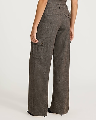 Editor Mini Houndstooth Mid Rise Relaxed Cargo Trouser
