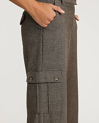 Editor Mini Houndstooth Mid Rise Relaxed Cargo Trouser