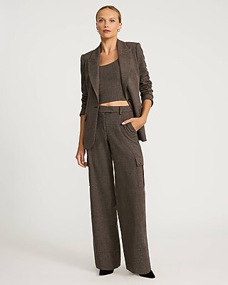 Editor Mini Houndstooth Mid Rise Relaxed Cargo Trouser