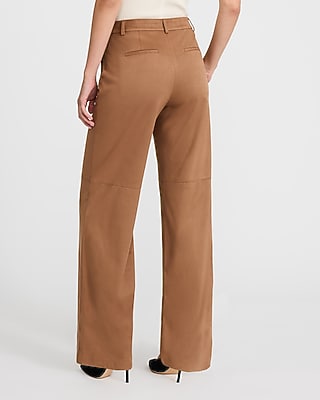 Editor Faux Suede Mid Rise Trouser Pant