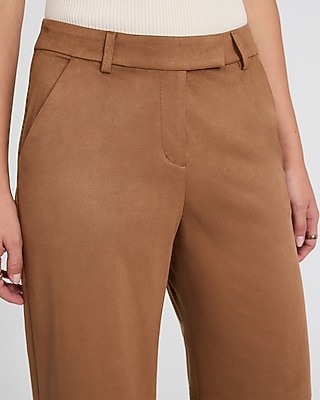 Editor Faux Suede Mid Rise Trouser Pant
