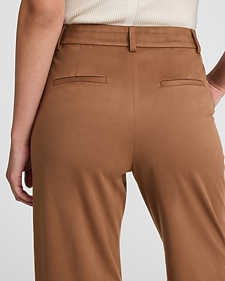 Editor Faux Suede Mid Rise Trouser Pant