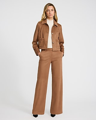 Editor Faux Suede Mid Rise Trouser Pant