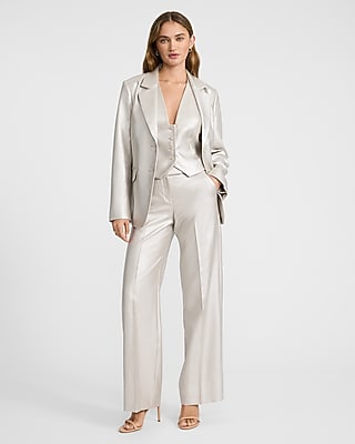 Editor Metallic Mid Rise Trouser Pant