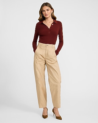 Mid Rise Cotton-Linen Barrel Pant - image 4