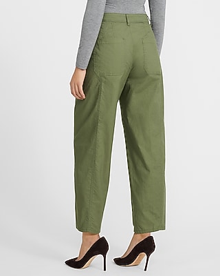 Mid Rise Cotton-Linen Barrel Pant