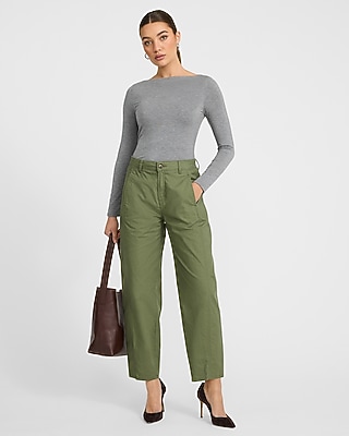 Mid Rise Cotton-Linen Barrel Pant