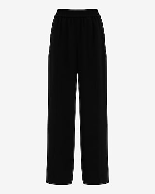 Crepe Side Stripe Wide Leg Pull On Track Pant