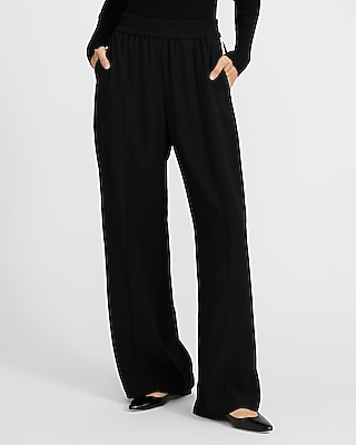 Crepe Side Stripe Wide Leg Pull On Track Pant