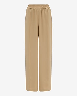 Crepe Side Stripe Wide Leg Pull On Track Pant