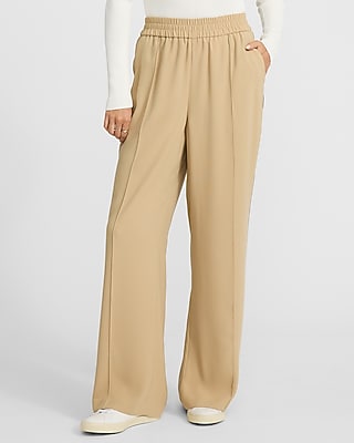 Crepe Side Stripe Wide Leg Pull On Track Pant