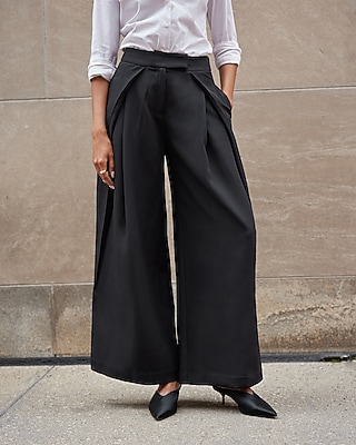 High Waisted Deep Pleat Wide Leg Trouser
