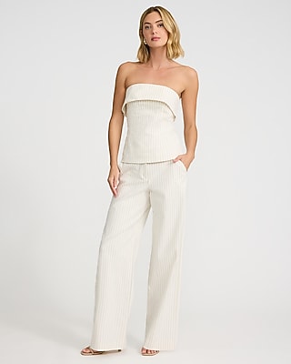 Editor Linen-Blend Striped Mid Rise Trouser